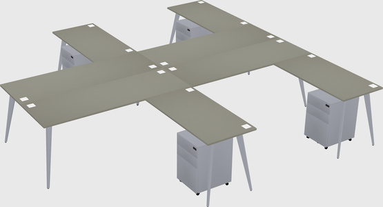Shared l-shaped office desk system