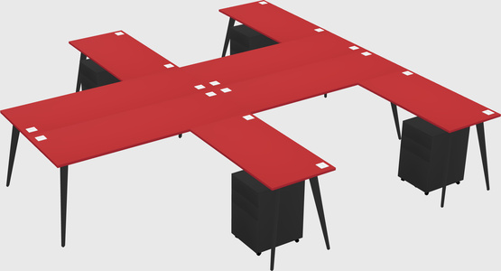 Shared l-shaped office desk system