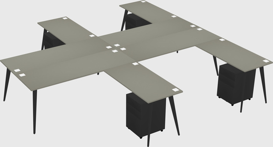 Shared l-shaped office desk system