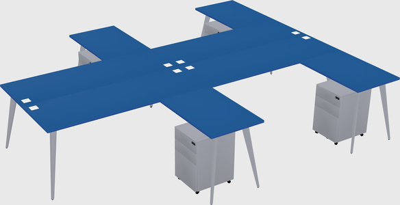 Shared l-shaped office desk system