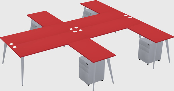 Shared l-shaped office desk system