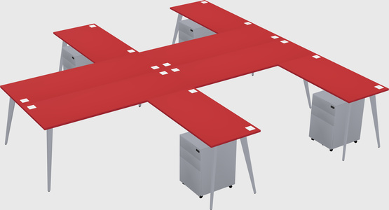 Shared l-shaped office desk system