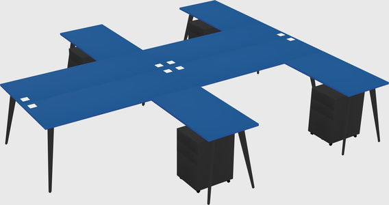 Shared l-shaped office desk system