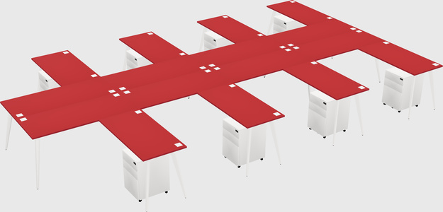 Shared l-shaped office desk system