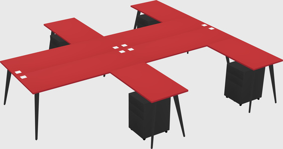 Shared l-shaped office desk system