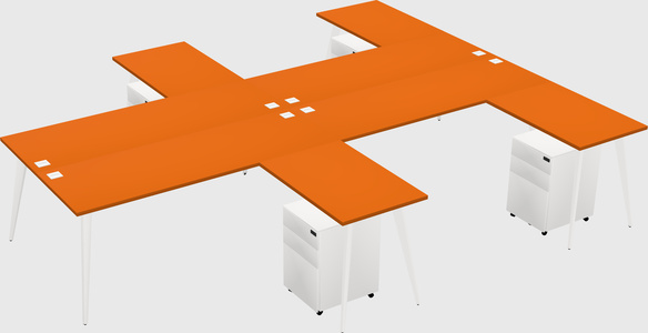 Shared l-shaped office desk system