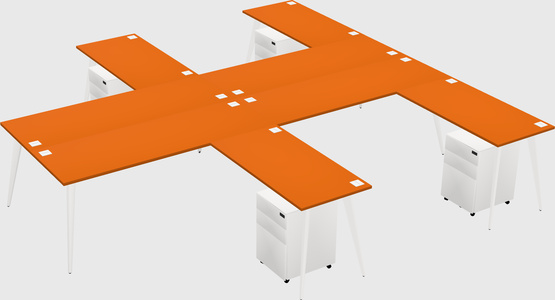 Shared l-shaped office desk system