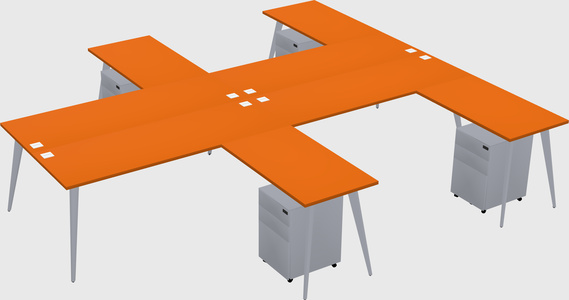 Shared l-shaped office desk system