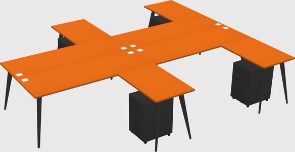 Shared l-shaped office desk system