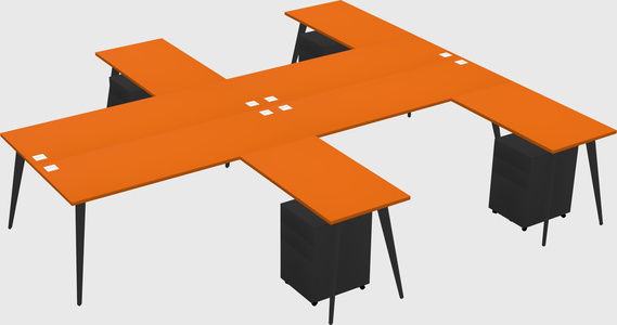 Shared l-shaped office desk system