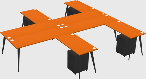 Shared l-shaped office desk system