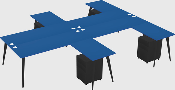 Shared l-shaped office desk system