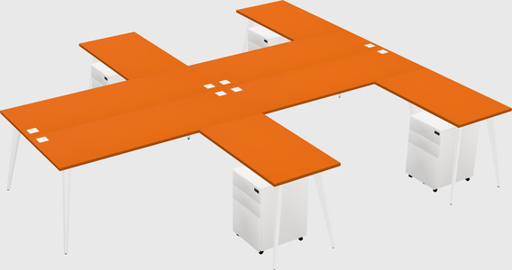 Shared l-shaped office desk system