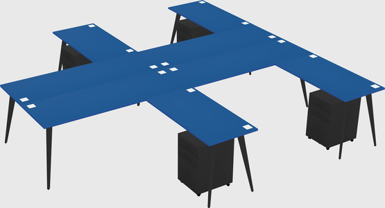 Shared l-shaped office desk system