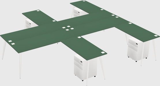 Shared l-shaped office desk system