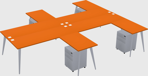 Shared l-shaped office desk system