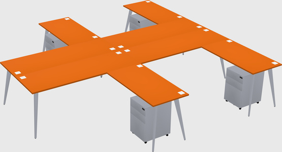 Shared l-shaped office desk system