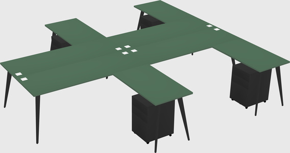 Shared l-shaped office desk system