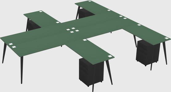 Shared l-shaped office desk system