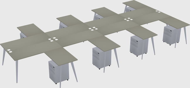Shared l-shaped office desk system