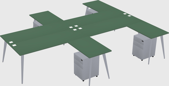 Shared l-shaped office desk system