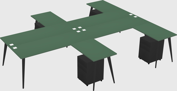 Shared l-shaped office desk system