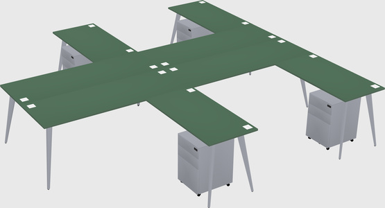Shared l-shaped office desk system