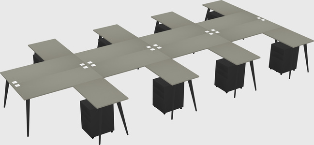 Shared l-shaped office desk system