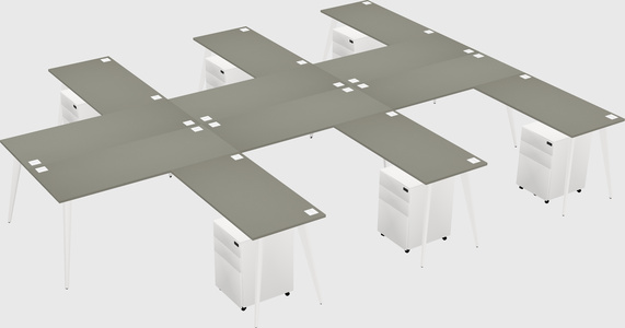 Shared l-shaped office desk system
