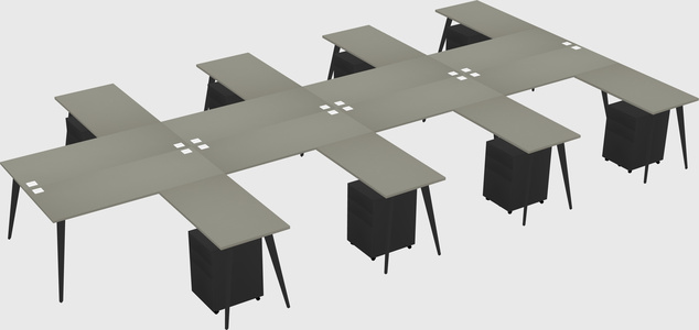 Shared l-shaped office desk system