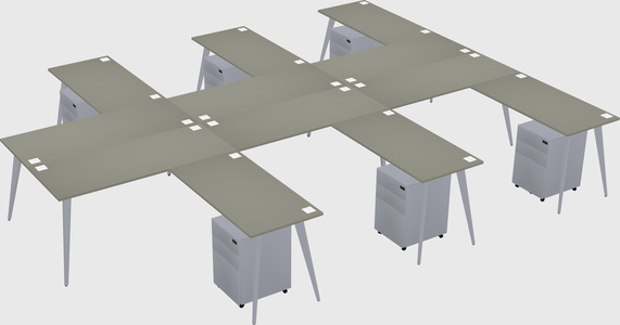 Shared l-shaped office desk system