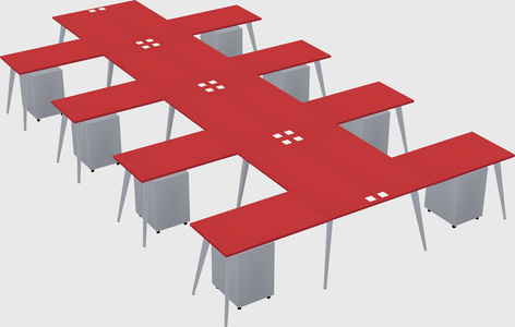 Shared l-shaped office desk system