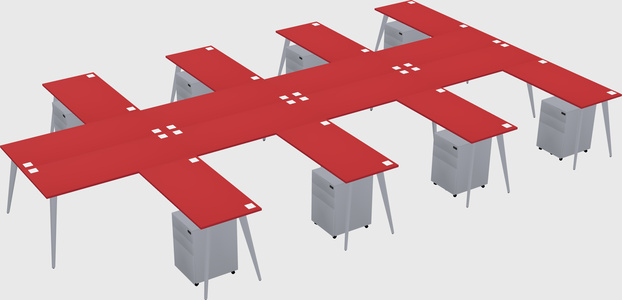 Shared l-shaped office desk system