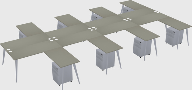 Shared l-shaped office desk system