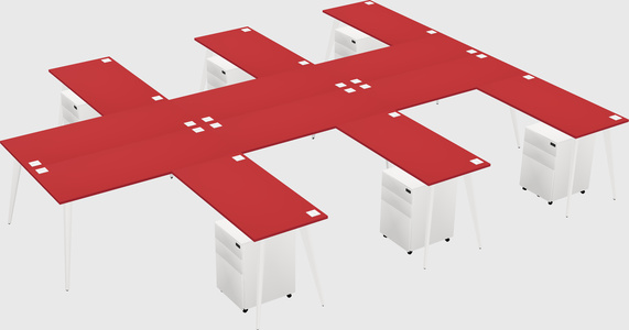 Shared l-shaped office desk system