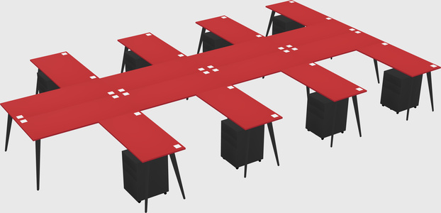 Shared l-shaped office desk system