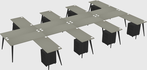 Shared l-shaped office desk system