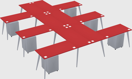Shared l-shaped office desk system