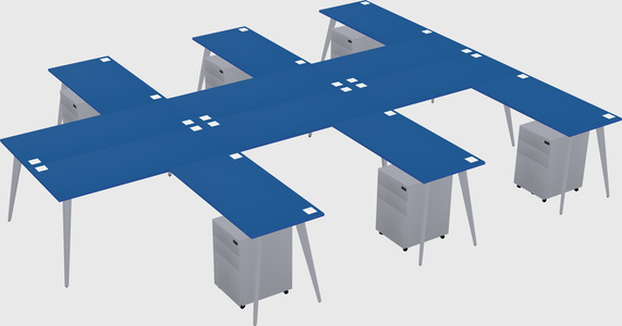 Shared l-shaped office desk system