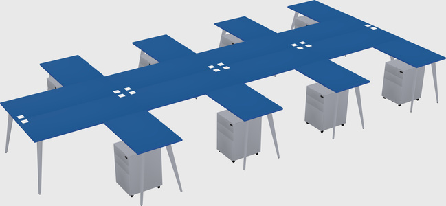Shared l-shaped office desk system
