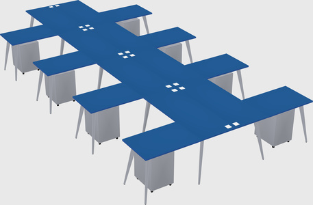 Shared l-shaped office desk system