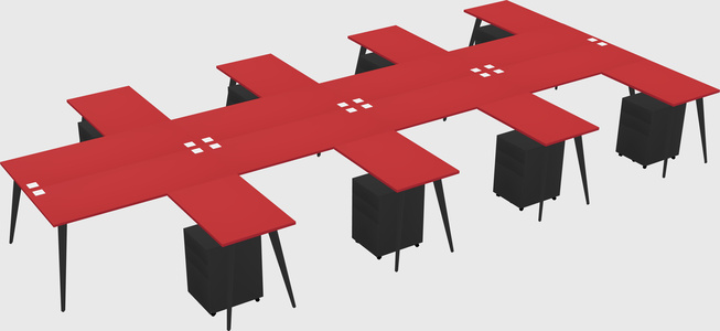 Shared l-shaped office desk system