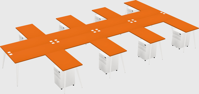 Shared l-shaped office desk system