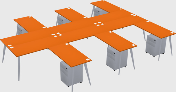 Shared l-shaped office desk system