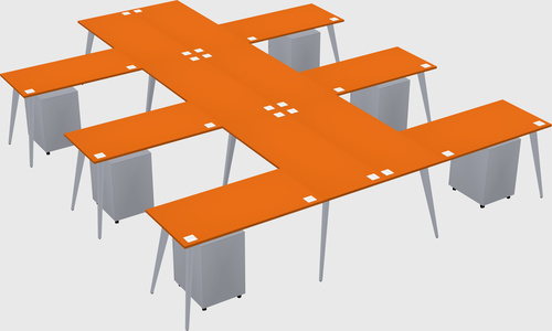 Shared l-shaped office desk system