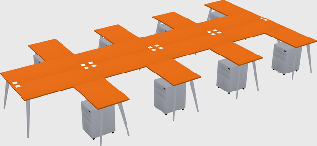 Shared l-shaped office desk system