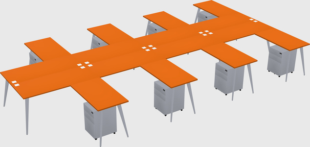 Shared l-shaped office desk system