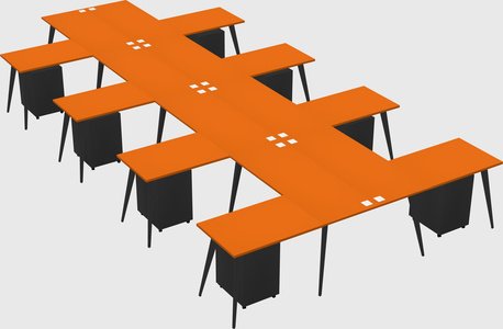 Shared l-shaped office desk system