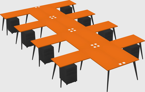 Shared l-shaped office desk system