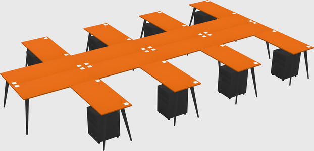 Shared l-shaped office desk system